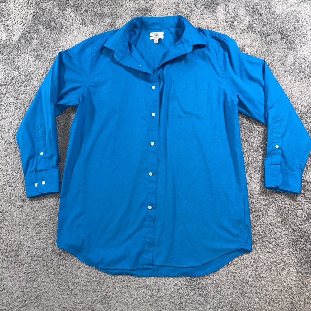 Croft & Barrow Mens Shirt L Blue Classic Fit Long Sleeve Button Down Work Office